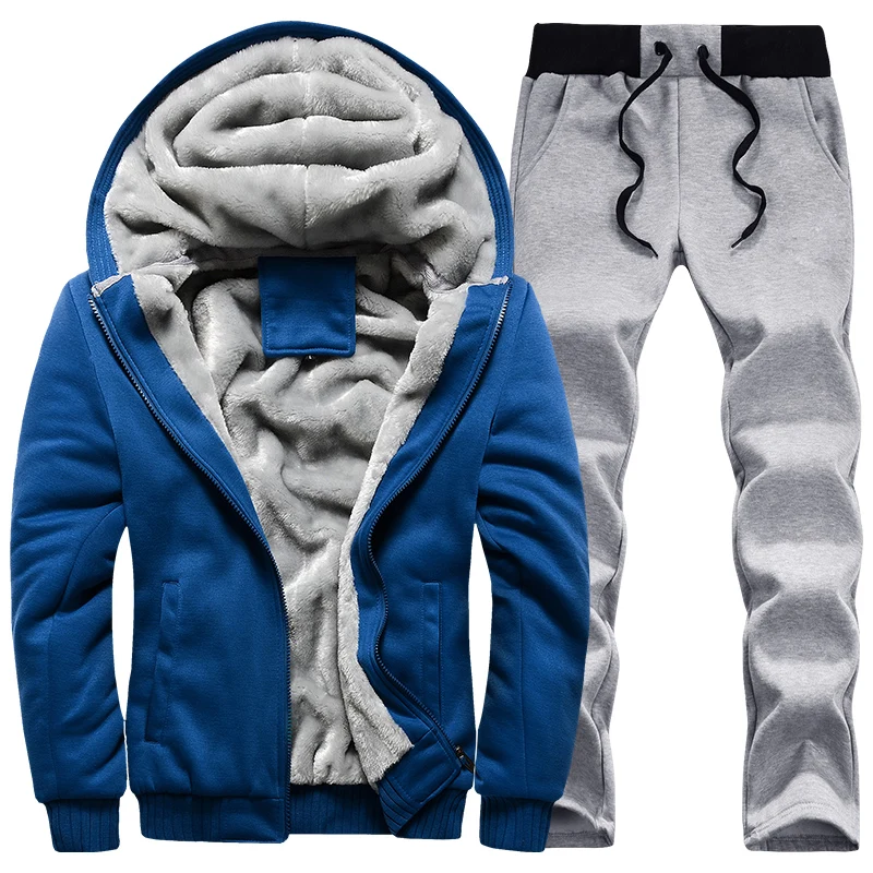 Plain Sweat Suits Men Fleece Sweat Suits Men's Suits With Fur Lined ...