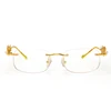 Latest Luxury18K Gold rimless optical glasses frame Inlaid with Pearls and Rubies