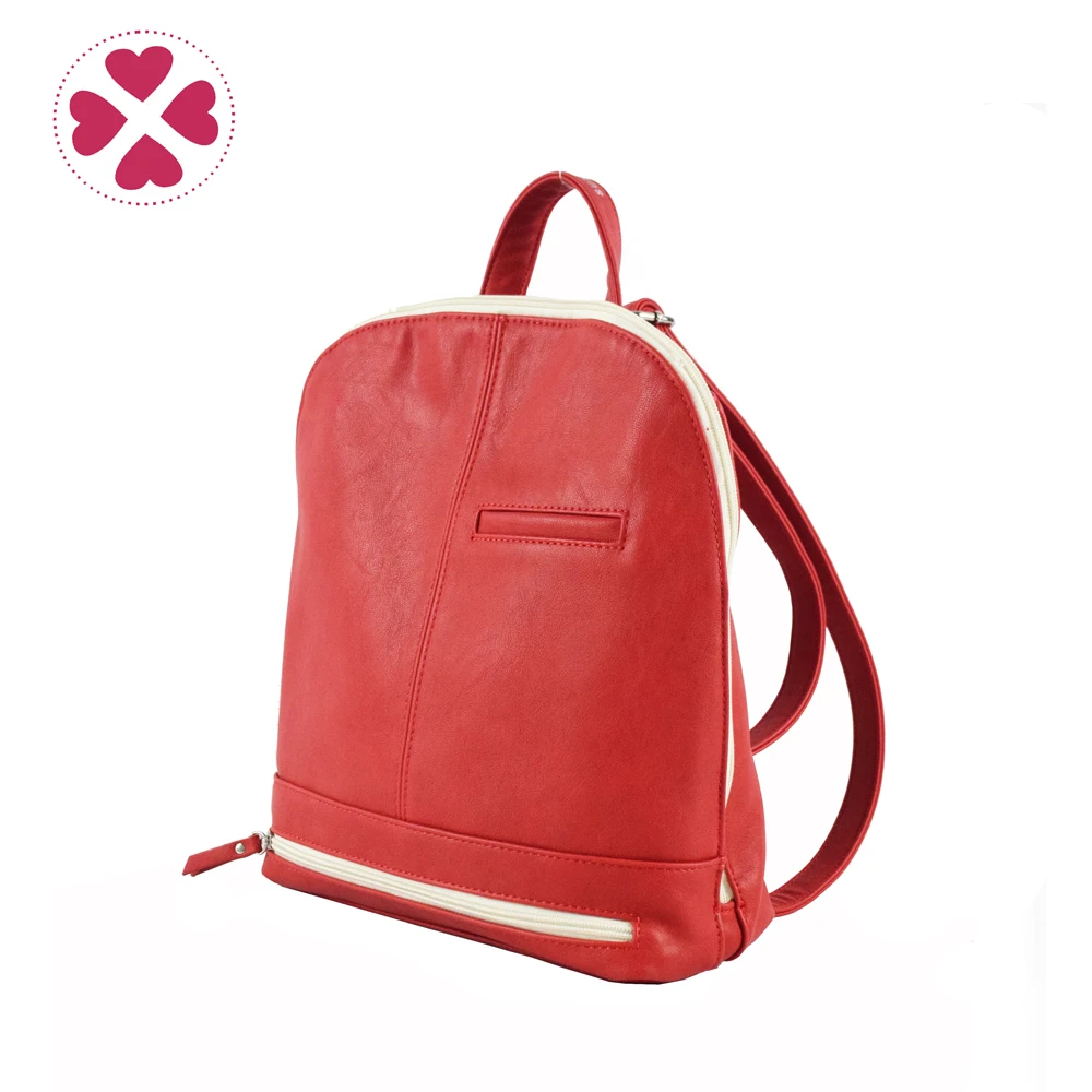 

China wholesale retail ladies school leather laptop backpack bag new design durable anti-theft trendy red pu backpack cheap