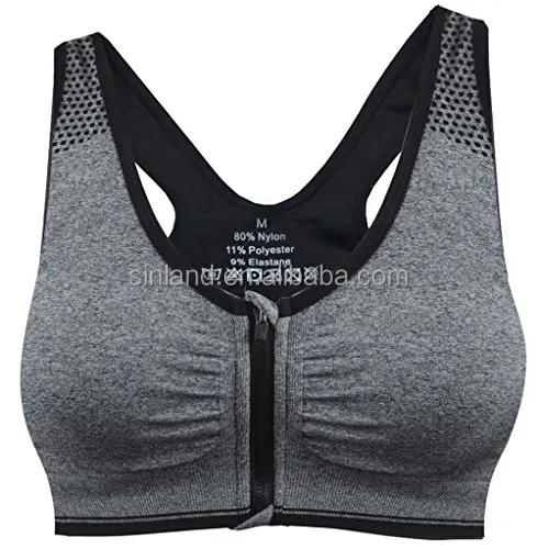 Sunland Wholesale Custom Womens Girls Fitness Yoga Zipper Cotton Bra Closure Crane Sexy Sports Bra