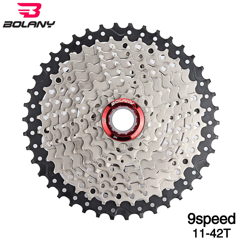 

BOLANY flywheel manufacturers hot sale 9 speed 11-42t bicycle freewheel bike cassette, Silver / silver black