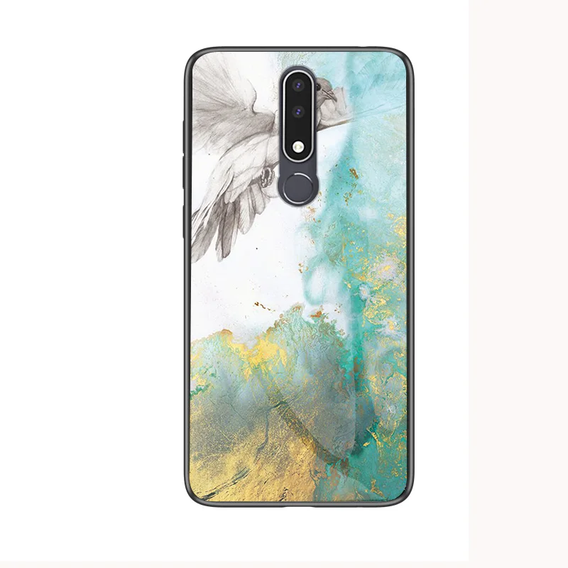 

Marble glass case hard shell cover for Nokia 3.1 Plus