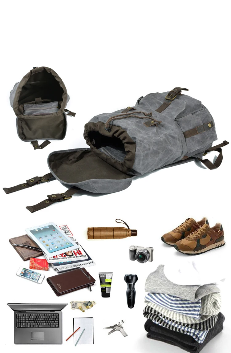High quality vintage designer water resistant waxed canvas digital gear camera backpack bags