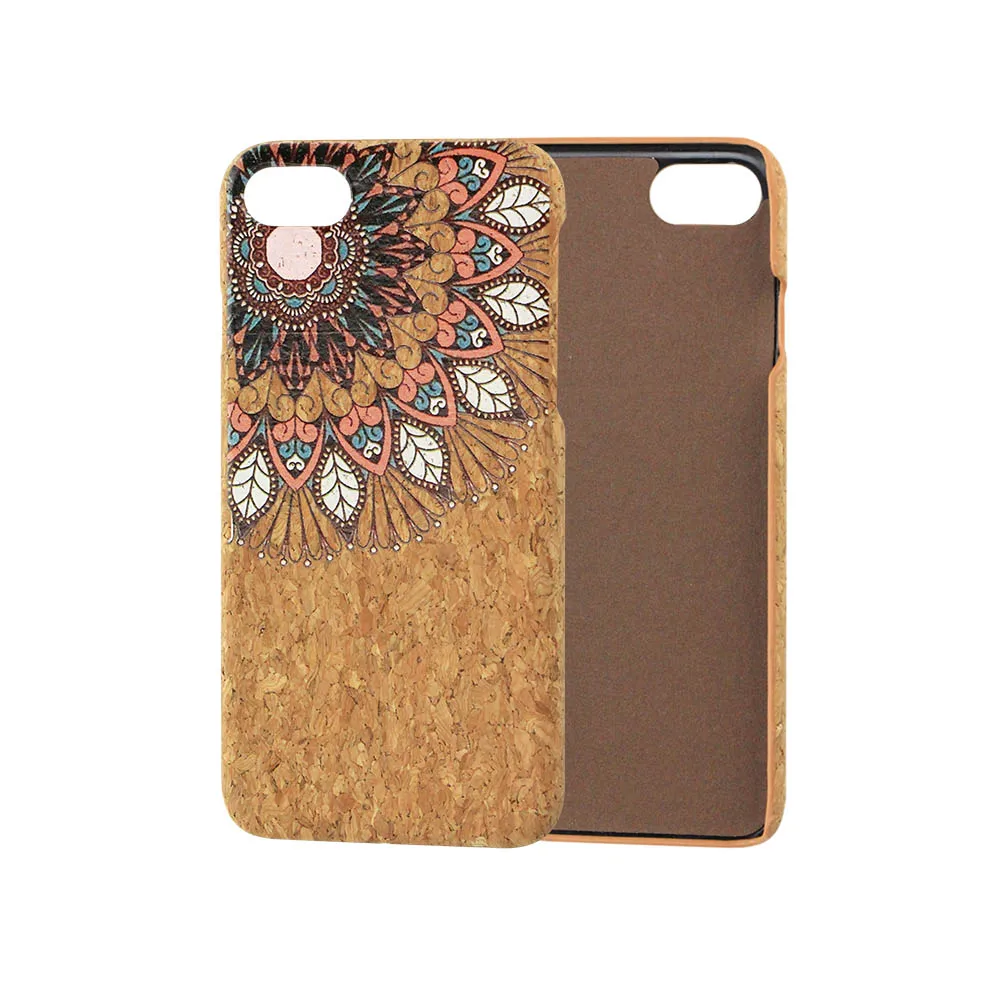 

Fringe Beautiful Cork Wood+PC Printing Phone Case for iPhone 7 8 Cover, Cork wood grain color