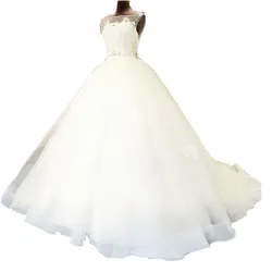 Ywhola Vintage Sleeveless Bow Long Tail Bridal Gow