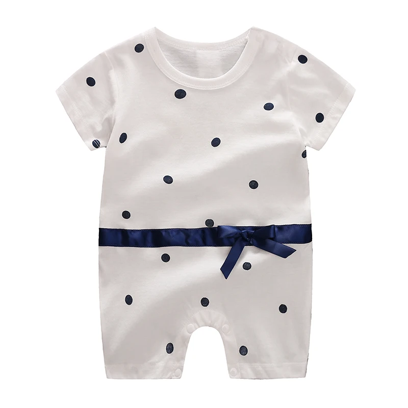 

Baby Clothes 2018 New Fashion Cotton Short Sleeve Dot print&Bear Print Infant Jumpsuits Clothing, Picture