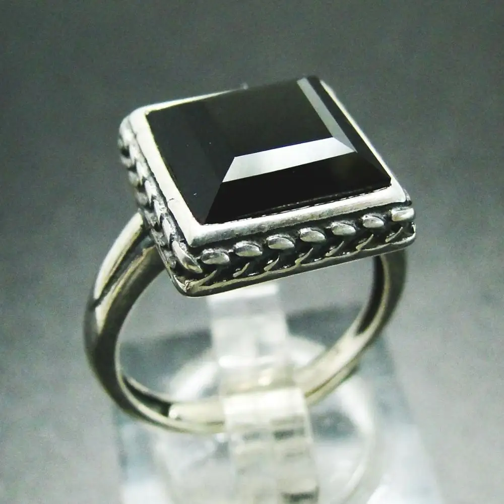 

Handmade Solid 925 Sterling Silver Black Antique Onyx Men Ring Jewelry Wholesale