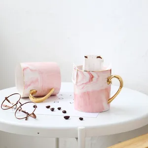 Image of Hot selling new products marbling ceramic mug with gold handle for coffee mug