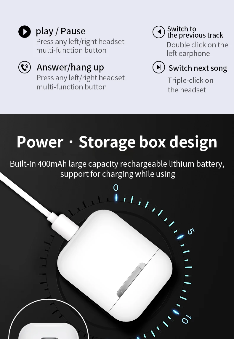 2019 Best sellers headset i10 tws earpod wireless headphones stereo earphone tws i10 earphone earbuds