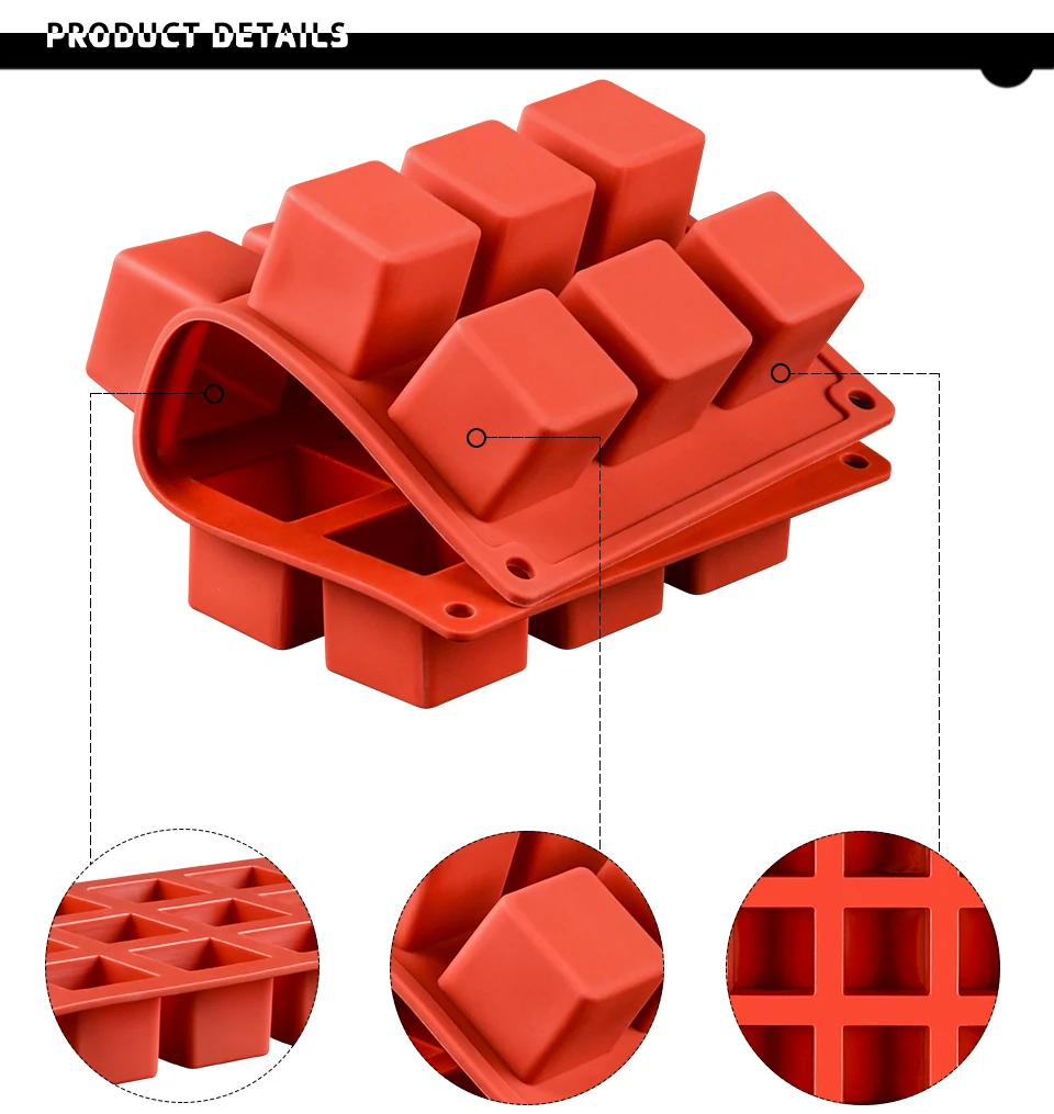 15 Cavity Diy Square Silicone Mold Chocolate Cake Mould 3d Decorating