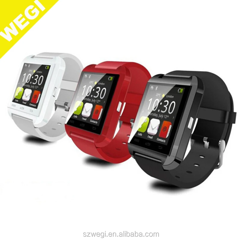 

Free DHL and pedometer function big hot wholesale bluetooth u8 smart watch can call, control MP3 watch, Black;white and red