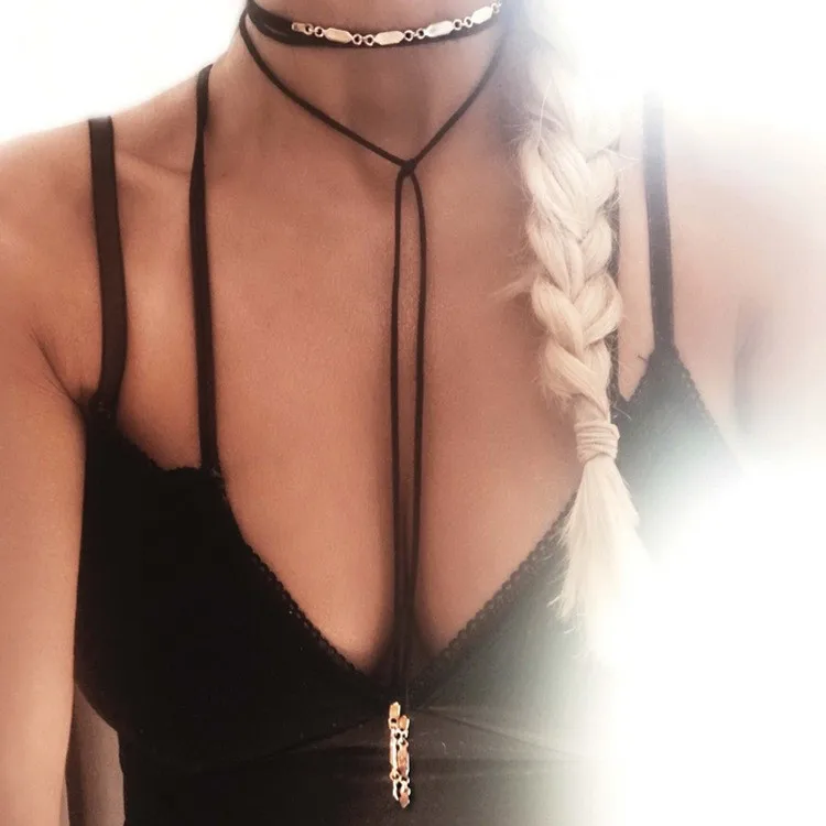 

Personality Punk Velvet Sexy Collar Bone Choker Pendant Chain Necklace Accessories Jewelry