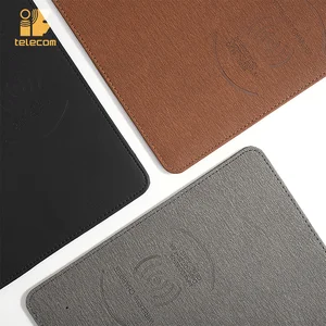 2019 new arrive fast PU Leather qi wireless charging pad wireless phone chargers mouse pad