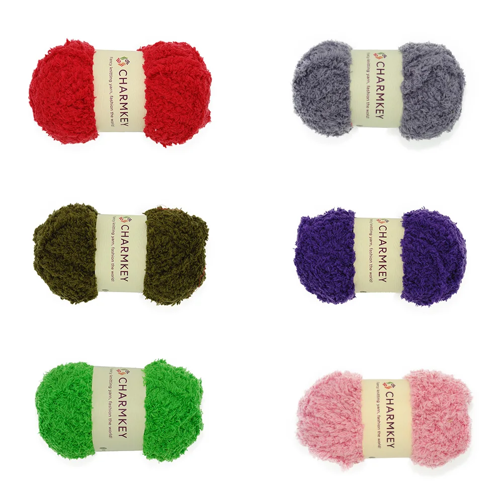 Soft 100 Polyester Feather Yarn Fancy Spun Polyester Knitting Yarns For