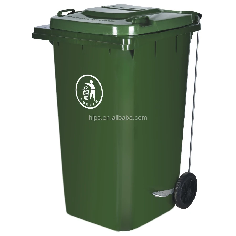 120 liter plastic dustbin garbage cans with wheels industrial plastic bins with wheels big dustbin outdoor garbage bin