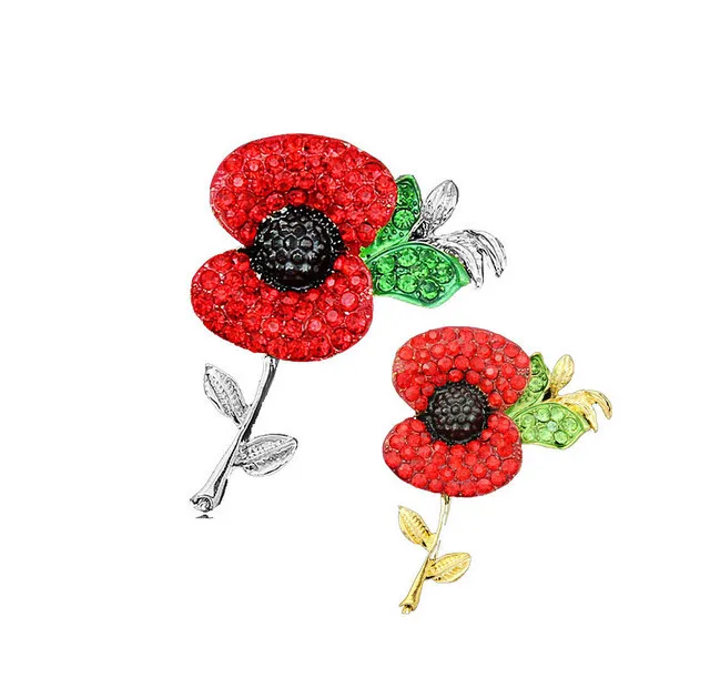 

Wholesale Sparkle Red Crystal Rhinestone Poppy Brooch PinsPoppy Brooch