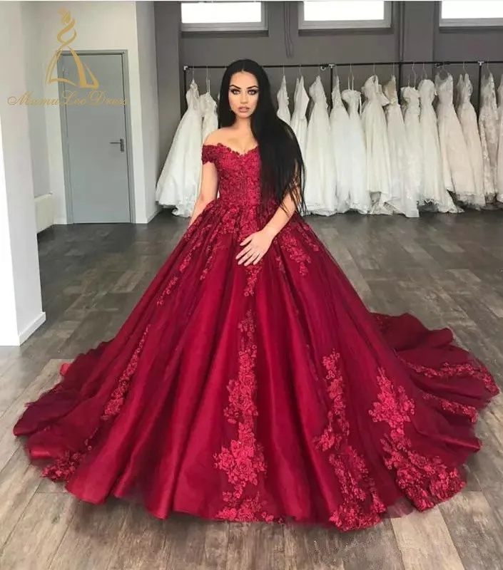 Embroidered Lace Train Tulle Strap Sweetheart Appliqued Red Sexy