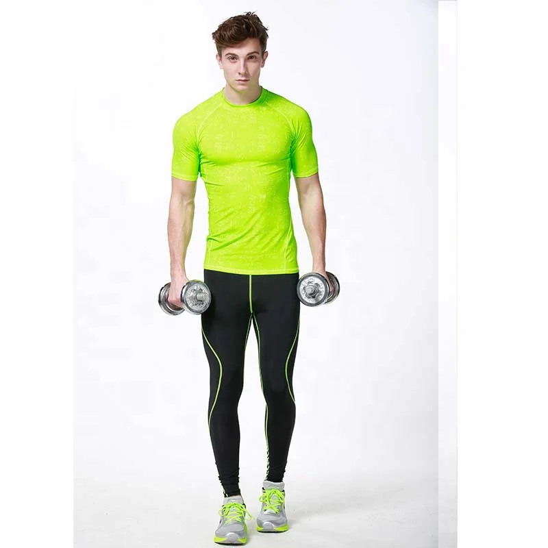 

Men Compression Short Sleeve Sports Tight T Shirts Fast Drying Fitness Blank Compression Shirts, Black grey blue green
