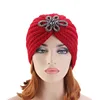 Wholesale Solid Chunky Women Turban Soft Knitted Chemo Cap Ruffle Acrylic Warm Hat