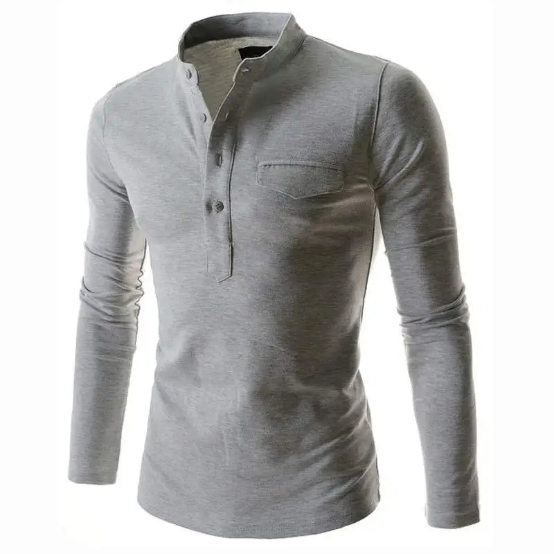 

Custom Men T Shirts Stand Collar Henley Vintage Shirt, Customzied color