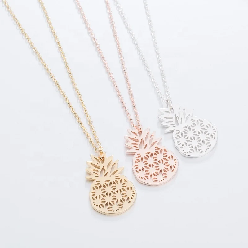 

gold plated pineapple necklace stainless steel girls necklace