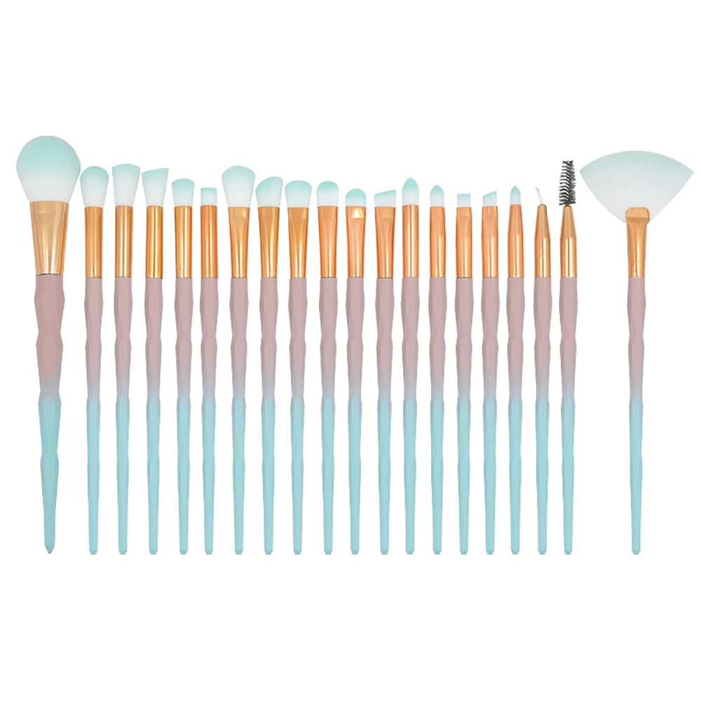 

20Pcs New Make Up Brushes Cosmetics Foundation Face Beauty Makeup Brush with Blue Handle, Colorful