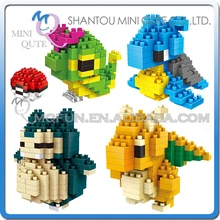 Mini Qute Kawaii 4 styles WISE HAWK boys Anime pokemon Dragonite diamond plastic cube building blocks