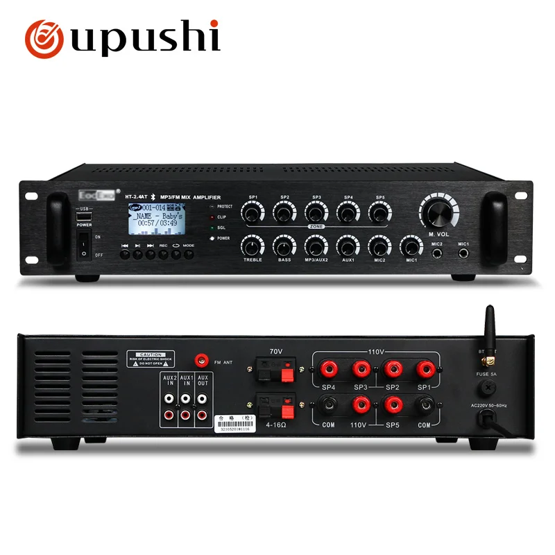

Oupushi 240w karaoke mixer amplifier 5 zone audio amplifier