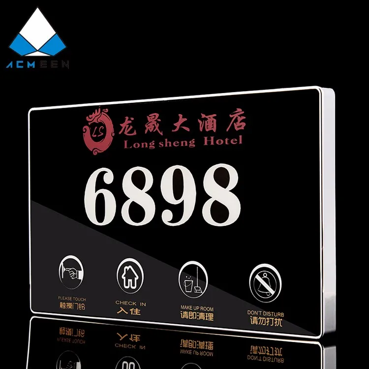 Hotel Digital Led Back Light Electronic Door Plates Room Number Plates
