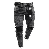 

Men's Ripped Skinny Distressed Destroyed Slim Fit Stretch Biker Jeans Pants For Men with Holes