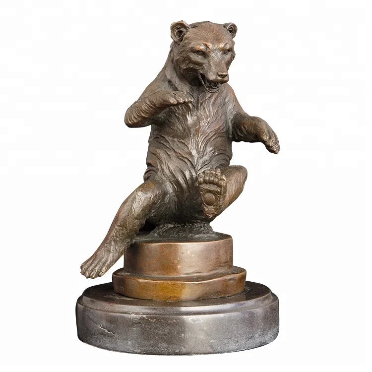 

DW-059 Bronze Naughty Bear Sculptures Statue Marble Base Wildlife Animal Figurine Vintage Art for Home Decor Birthday Gi