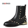 new design women autumn winter fashion boots genuine leather boots ladies roman metal studs laser cut holes women shoes
