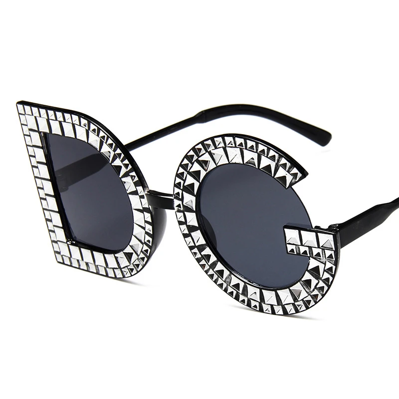 

Fashion Crystal Diamond Round Oversized Sun glasses Brand Luxury DG Sunglasses Ladies Fashion Sunglasses for Women Party, Picture