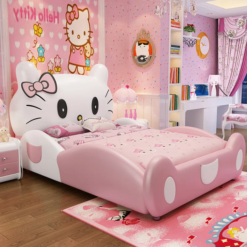 Hello Kitty Bed Solid Wood Frame Children Bed Wooden Girl Bed - Buy