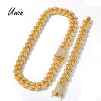 

Hip Hop 20mm Thick Cuban Link Chain Iced Out Mens Rapper Jewelry Wholesale Heavy Necklace