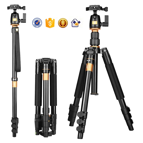 

Q555 12'' Folded 2 in 1Professional Aluminum Portable Tripod Kit For SLR Digital Camera, Black