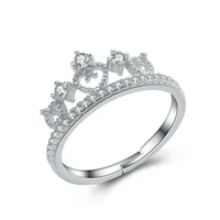 

New design adjustable sterling silver 925 jewelry crown tiara CZ rings