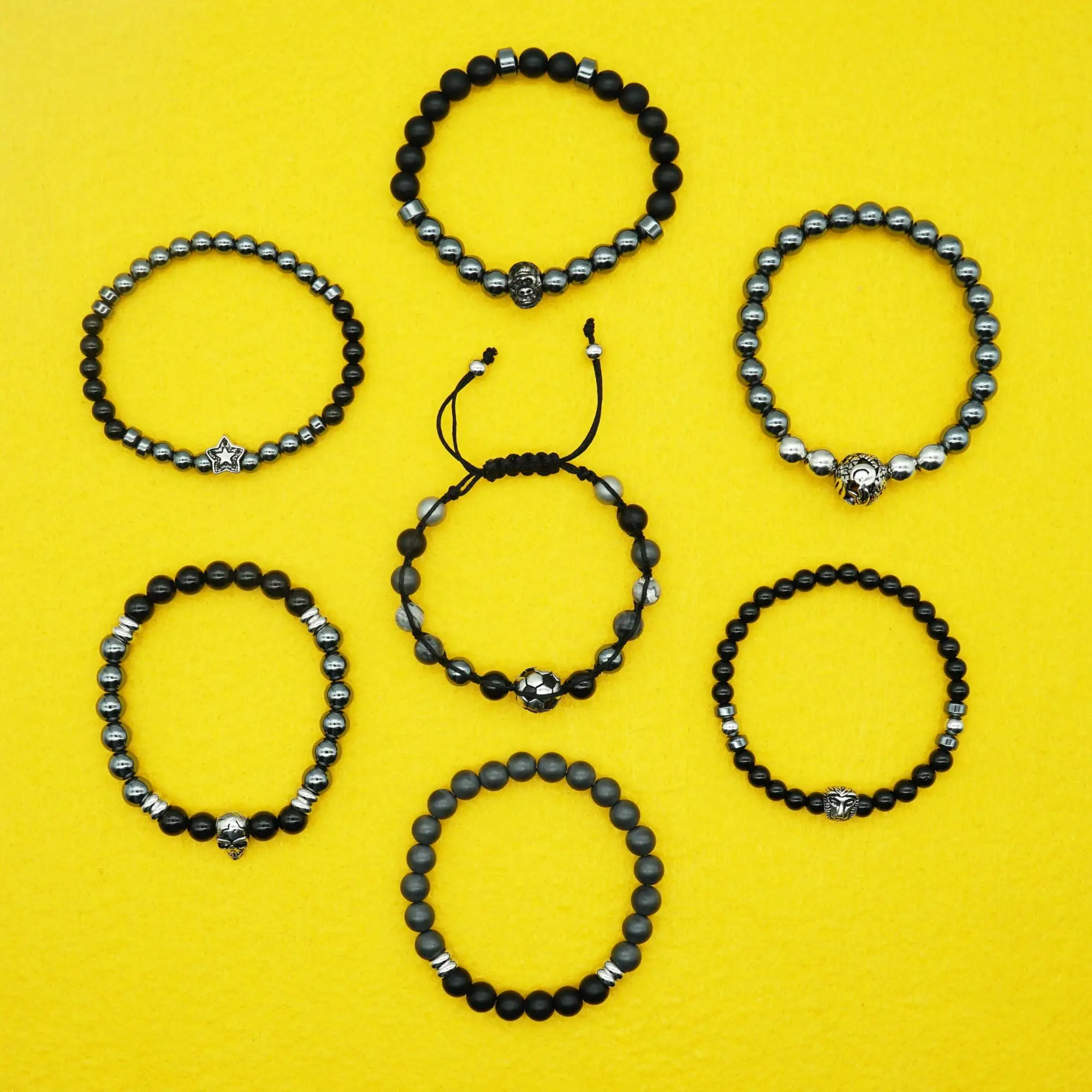 2018 Fashion Stainless Jewelry 8mm Bead Casting Charm Bracelet Stretch For Custom Men's Bracelet