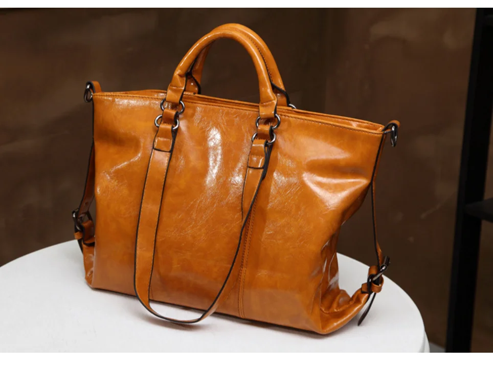 Women Antique PU Leather Big Capacity Shoulder Strap Style Handbag