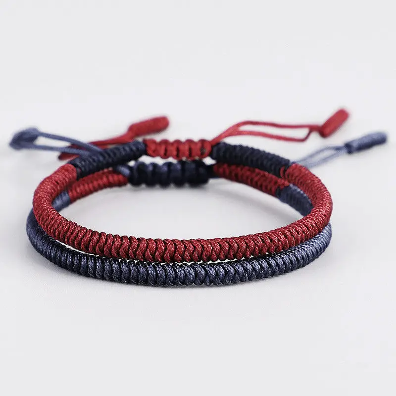 

Boho Wax Rope Bracelet Handmade Braided Woven Lucky Knot Rope Adjustable Bangle