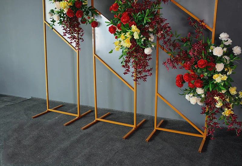 Hot Sale 3 Pcs In 1 Set Gold Metal Flower Stand Backdrop Stand For