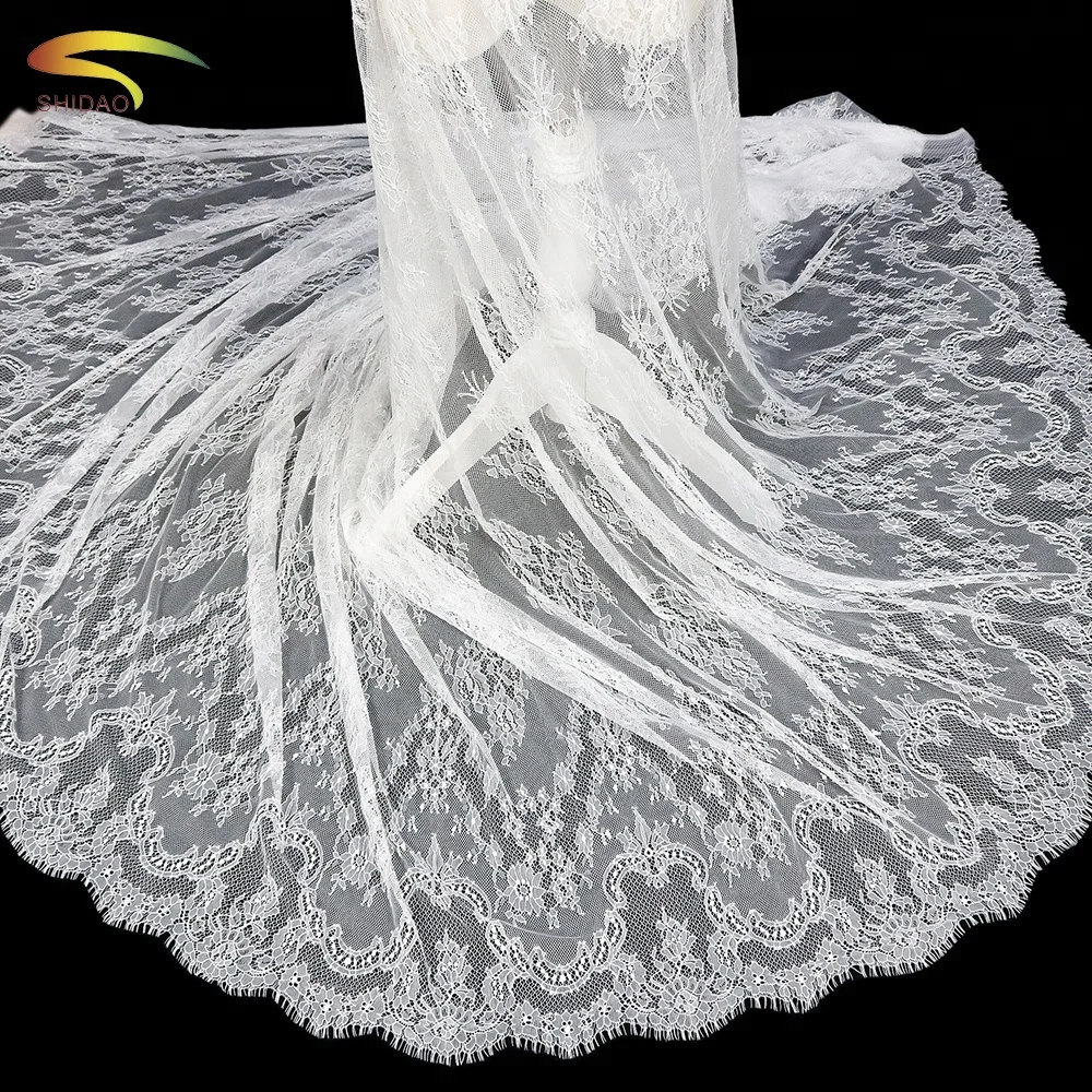 

150CM Wide High quality white black jacquard eyelash lace fabric diy craft wedding dress clothing lace material, Pink/brown/yellow/blue/purple/green