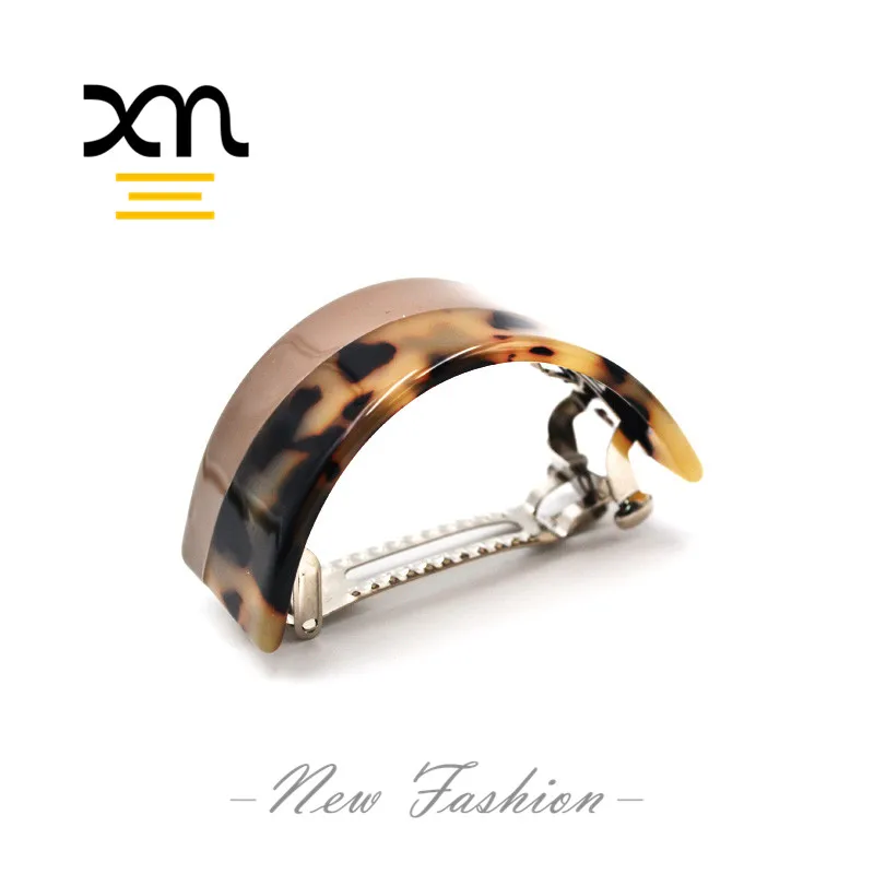 French Style Acetate Round Hair Barrette Clip In Bulk Plastic Acrylic