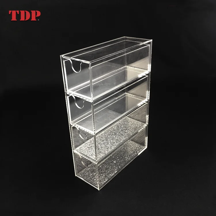 Custom Clear Desk Storage Box Made Acrylic Tabletop Organiser fridge organizer with 4 Drawers