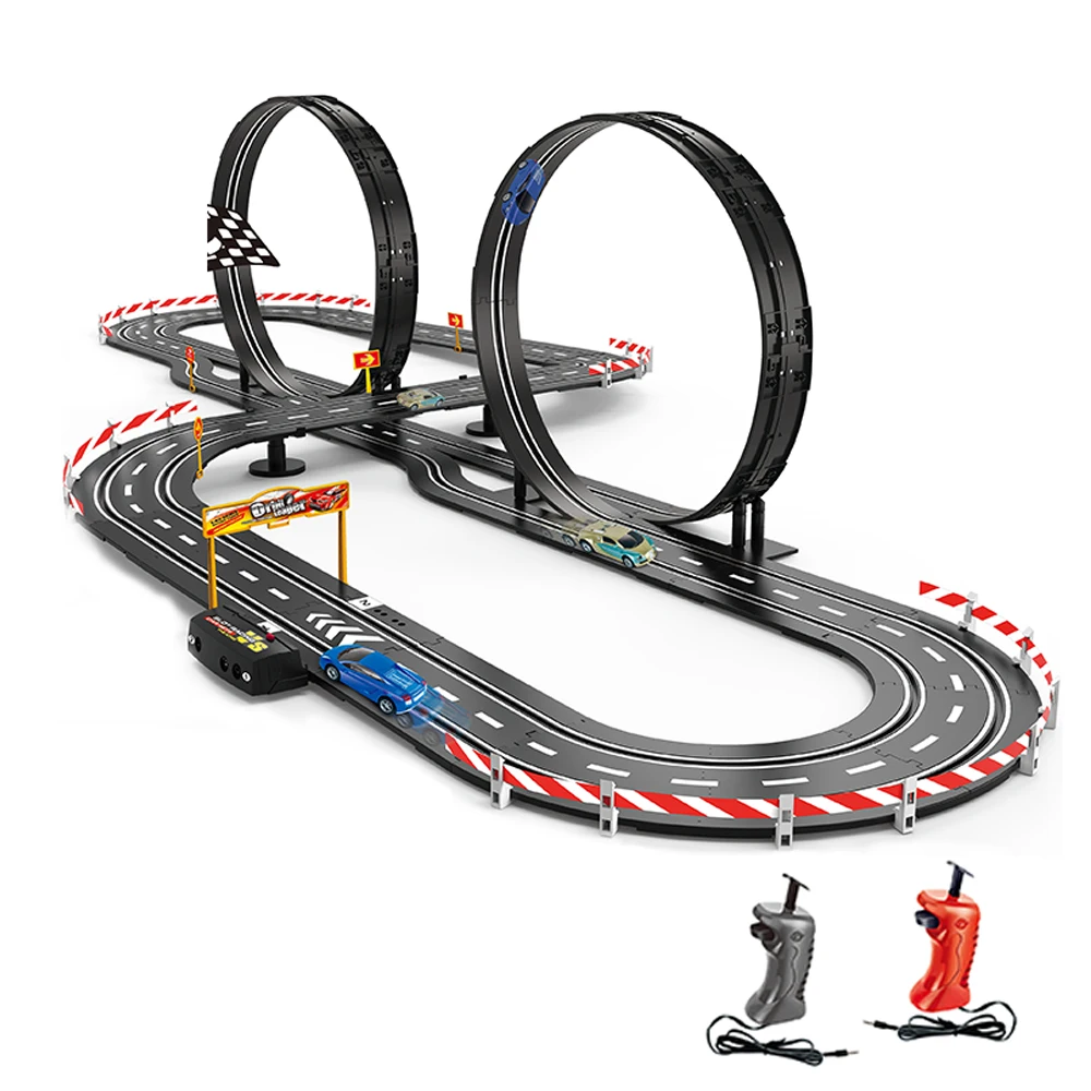 
Kids 1:43 718cm 4wd classic electric stunt slot track racing car toy set 