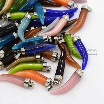 

Cat Eye Gemstone Horn Pendants 100Pc/Bag(GCP007Y)