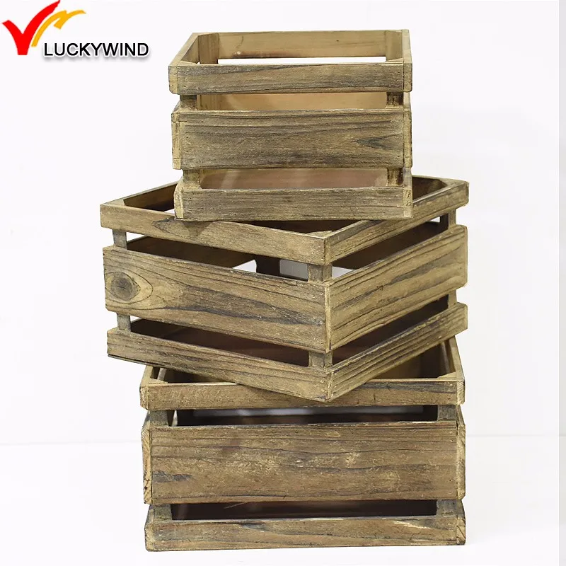 Wholesale Cheap Vintage Handmade Rustic Wooden Fruit Crates For Sale