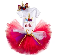 

LSF56 New Arrival girl unicorn birthday tutu dress birthday girl dress for 1 year old girl