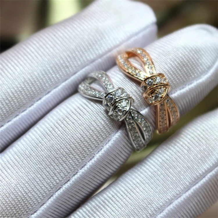 

full Zircon knot ring female fashion knotted bow ring jewelry for ladies