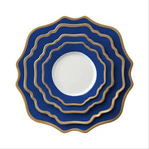 Image of Cheap New product elegant wedding decorative gold rim ceramic charger plate